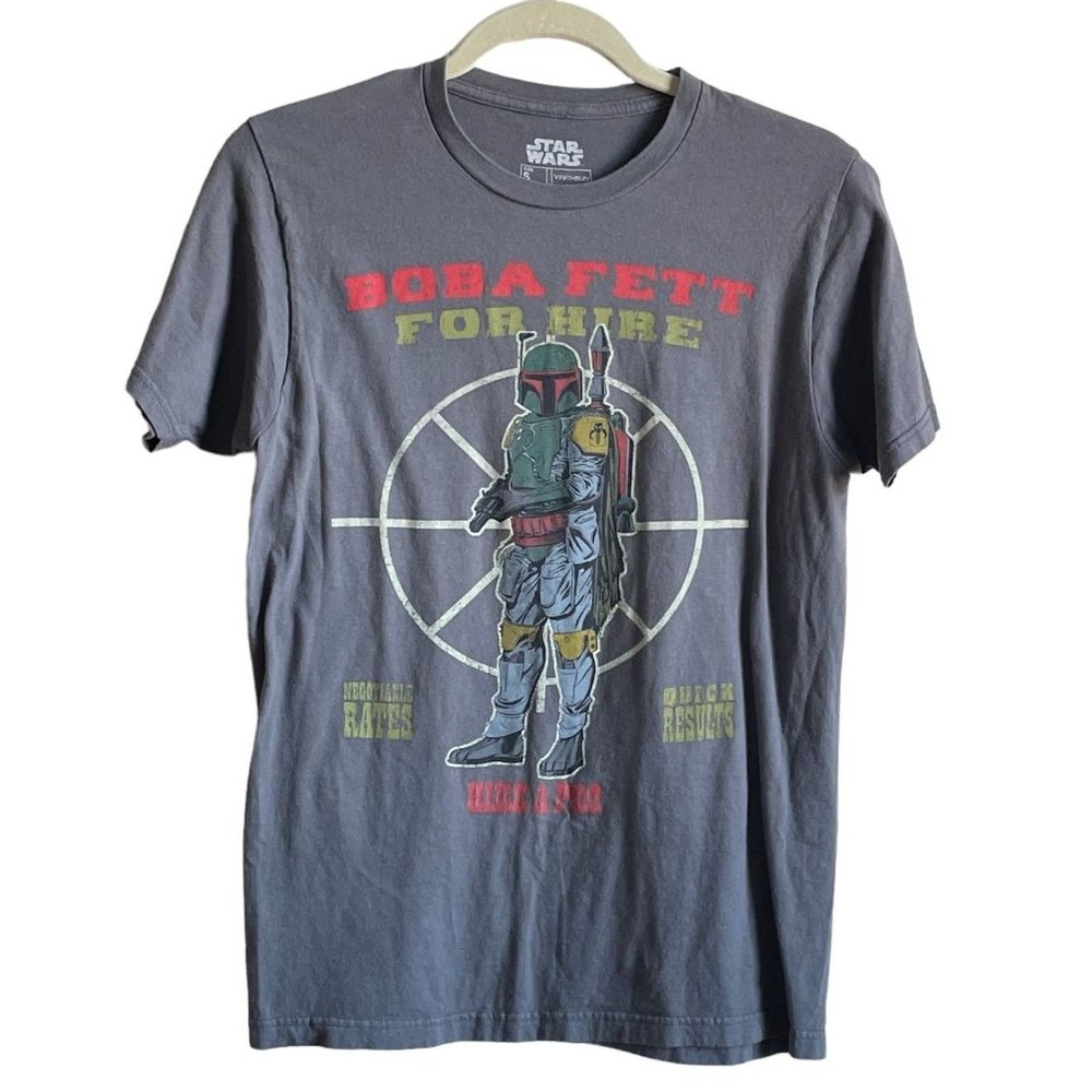 4/$25 Star Wars Fifth Sun TShirt Boba Fett For Hire Graphic Short‎ Sleeve Gray S